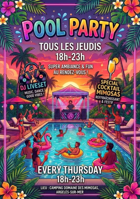 NOUVEAUTE 2026 : POOL PARTY TOUS LES JEUDIS !, Argelès-sur-Mer, Domaine des Mimosas